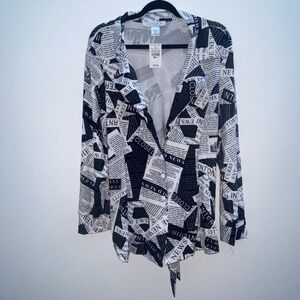 Curvy Girl By Ashley Stewart Newspaper Blouse Button Up Size 4XL NWT